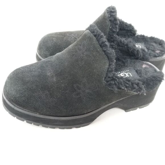 Ugg black suede mules with sherpa linings size 6 - Picture 7 of 11